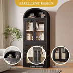 Libreria alta ad arco, 182 cm, con 2 cassetti interni, mobile contenitore indipendente con dispositivo antiribaltamento, adatta per soggiorno, camera da letto