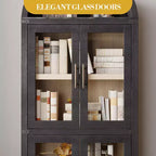 Libreria alta ad arco, 182 cm, con 2 cassetti interni, mobile contenitore indipendente con dispositivo antiribaltamento, adatta per soggiorno, camera da letto