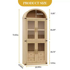 Libreria alta ad arco, 182 cm, con 2 cassetti interni, mobile contenitore indipendente con dispositivo antiribaltamento, adatta per soggiorno, camera da letto