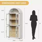Libreria alta ad arco, 182 cm, con 2 cassetti interni, mobile contenitore indipendente con dispositivo antiribaltamento, adatta per soggiorno, camera da letto