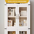 Libreria alta ad arco, 182 cm, con 2 cassetti interni, mobile contenitore indipendente con dispositivo antiribaltamento, adatta per soggiorno, camera da letto