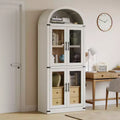 High arched bookcase, 71.7 inches, with 2 inner drawers, freestanding storage cabinet with anti-tip device, suitable for living room, bedroom