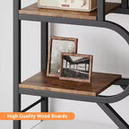 Libreria a 6 ripiani, Libreria di lusso ad arco, Design moderno in metallo e legno, Adatta per soggiorno, ufficio e camera da letto