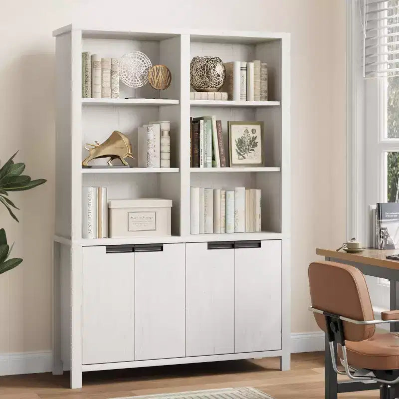 70.7 High Bookshelf, 3-Layer Double-Width Bookshelf With Cabinet Doors, Large Freestanding Bookcase Suitable for Living Room, Office, Library