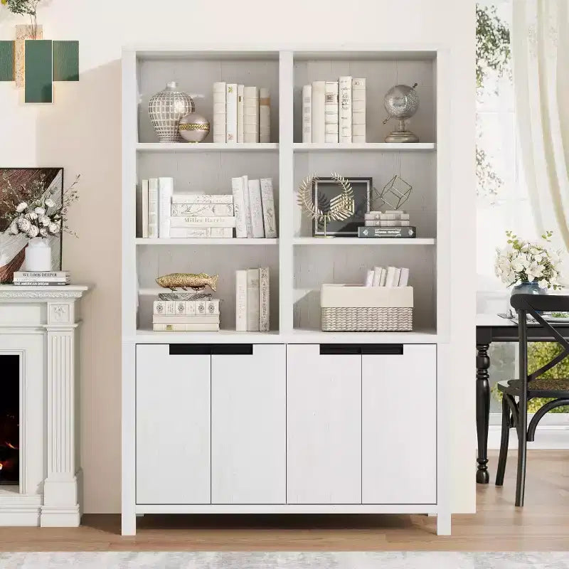 70.7 High Bookshelf, 3-Layer Double-Width Bookshelf With Cabinet Doors, Large Freestanding Bookcase Suitable for Living Room, Office, Library
