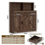 Credenza da fattoria con supporto per microonde, mobiletto portaoggetti con ante scorrevoli e cassetti, mobile bar in legno per cucina