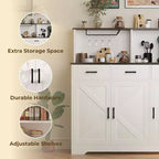 Credenza da fattoria con supporto per microonde, mobiletto portaoggetti con ante scorrevoli e cassetti, mobile bar in legno per cucina