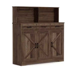 Credenza da fattoria con supporto per microonde, mobiletto portaoggetti con ante scorrevoli e cassetti, mobile bar in legno per cucina