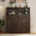 Farmhouse Sideboard Buffet with Microwave Stand, Barn Doors Buffet Storage Cabinet with Drawers and Shelves, Wood Coffee Bar Cabinet for Kitchen