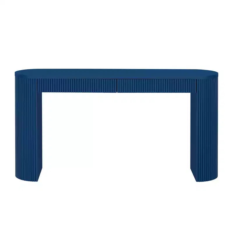 Casa Modern Ribbed Console Table with 2 Drawers Stylish Entryway or Vanity Table
