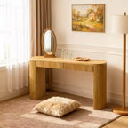 Homy Casa Modern Ribbed Console Table with 2 Drawers  Stylish Entryway or Vanity Table