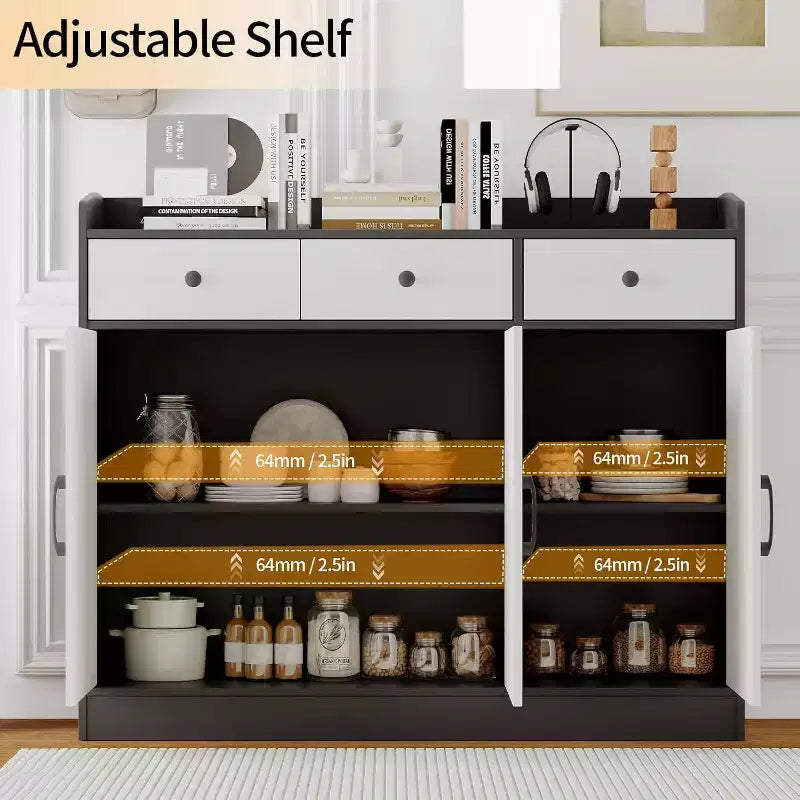 Modern Sideboard Buffet Cabinet, 42.5-Inch Coffee Bar Table with Adjustable Shelf for Living Room