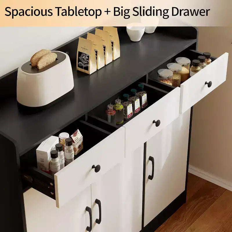 Modern Sideboard Buffet Cabinet, 42.5-Inch Coffee Bar Table with Adjustable Shelf for Living Room
