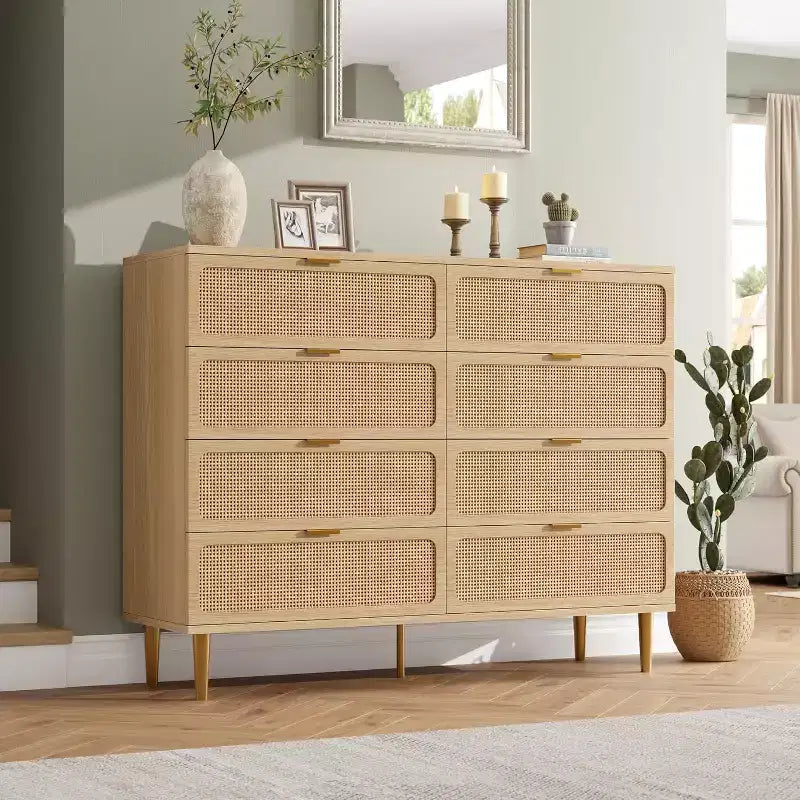 Cassettiera a 8 cassetti, comò moderno in legno per camera da letto con cassetti contenitori, mobile TV in stile rustico per soggiorno, camera da letto