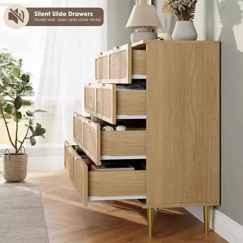 Cassettiera a 8 cassetti, comò moderno in legno per camera da letto con cassetti contenitori, mobile TV in stile rustico per soggiorno, camera da letto