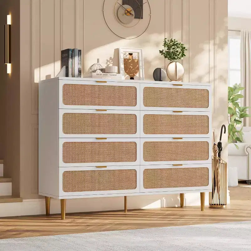Cassettiera a 8 cassetti, comò moderno in legno per camera da letto con cassetti contenitori, mobile TV in stile rustico per soggiorno, camera da letto