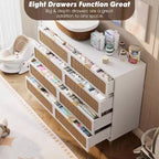 Cassettiera a 8 cassetti, comò moderno in legno per camera da letto con cassetti contenitori, mobile TV in stile rustico per soggiorno, camera da letto