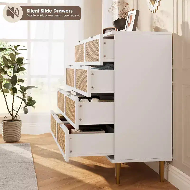 Cassettiera a 8 cassetti, comò moderno in legno per camera da letto con cassetti contenitori, mobile TV in stile rustico per soggiorno, camera da letto