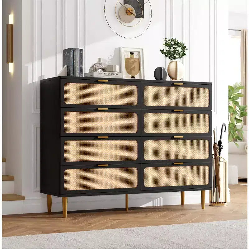 Cassettiera a 8 cassetti, comò moderno in legno per camera da letto con cassetti contenitori, mobile TV in stile rustico per soggiorno, camera da letto