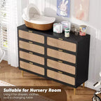 Cassettiera a 8 cassetti, comò moderno in legno per camera da letto con cassetti contenitori, mobile TV in stile rustico per soggiorno, camera da letto