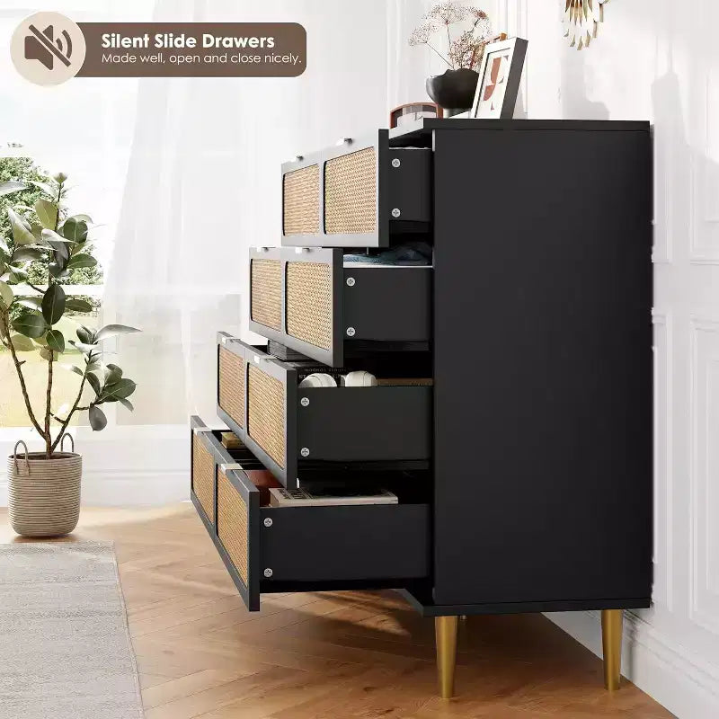 Cassettiera a 8 cassetti, comò moderno in legno per camera da letto con cassetti contenitori, mobile TV in stile rustico per soggiorno, camera da letto