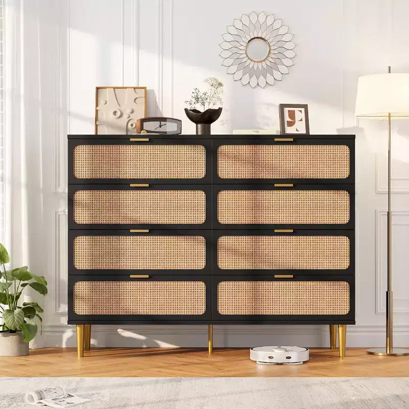 8-Drawer Dresser, Modern Wooden Bedroom Chest of Drawers With Storage Drawers, Farmhouse Style TV Stand for Living Room, Bedroom