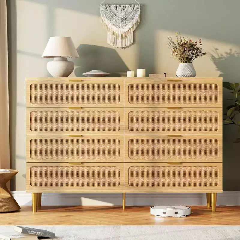Cassettiera a 8 cassetti, comò moderno in legno per camera da letto con cassetti contenitori, mobile TV in stile rustico per soggiorno, camera da letto