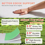 Materasso in Memory Foam al Tè Verde da 10 Pollici, con Gel Rinfrescante, a Media Durezza
