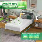 Materasso in Memory Foam al Tè Verde da 10 Pollici, con Gel Rinfrescante, a Media Durezza