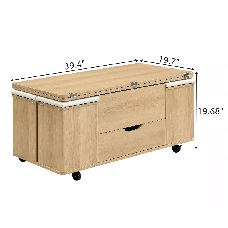 Modern Functional Lift-Top Coffee Table with Hidden Storage & Stools,Fashionable Center Table Set for Living Room,Office